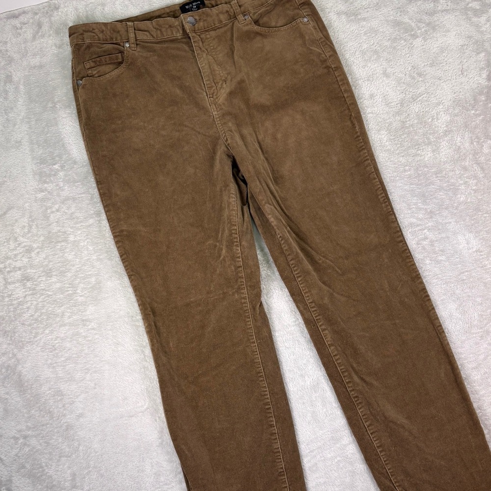 Well Worn Women's Brown Corduroy‎ Pants Size 14 Stretch Casual Straight Leg